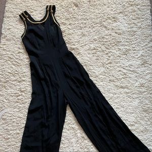 Vintage BB Collections 1980’s Black & Gold criss cross back wide leg jumpsuit 6